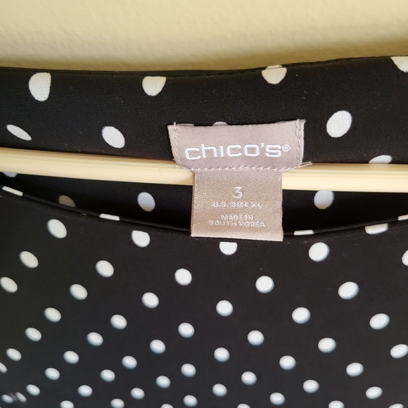 Chicos Black/white polka dot Tie side Top Size 3 - Picture 3 of 5